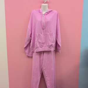 Victoria Secret Fleece Hoodie and Sweatpants Set Large Hushed Lilac